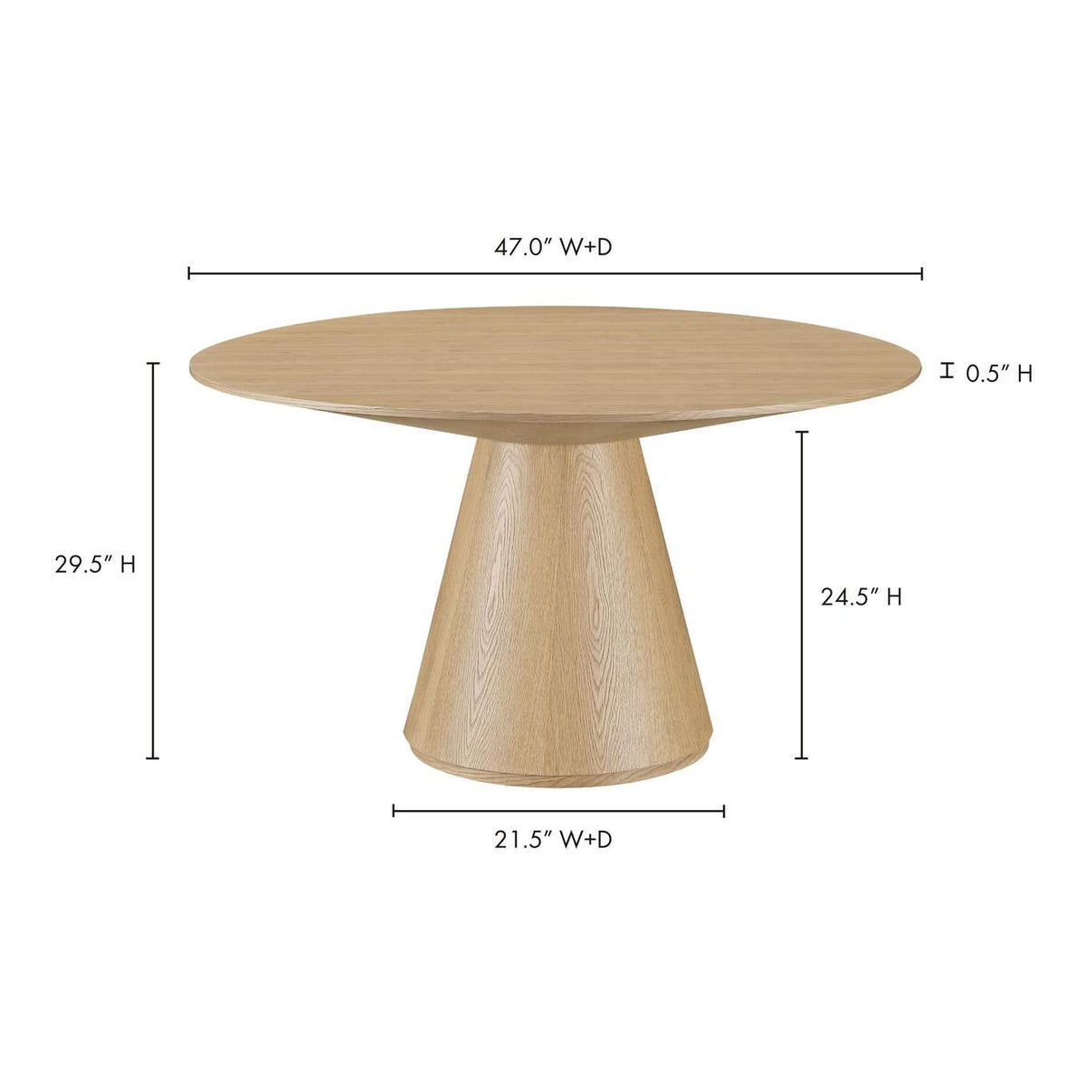KC-1028-24-0 Otago 47In Round Dining Table Oak