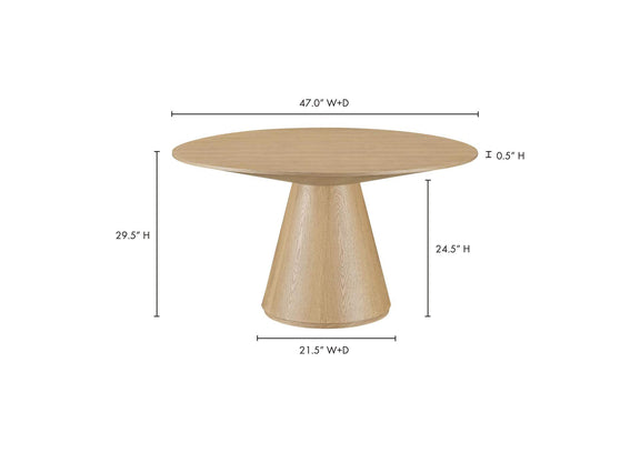KC-1028-24-0 Otago 47In Round Dining Table Oak