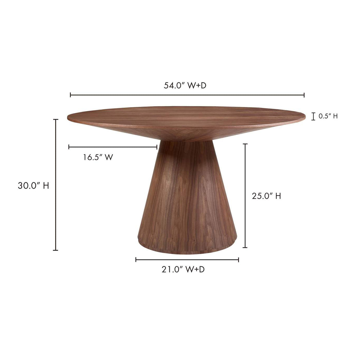 KC-1029-03-0 Otago Round 54In Dining Table Walnut Brown