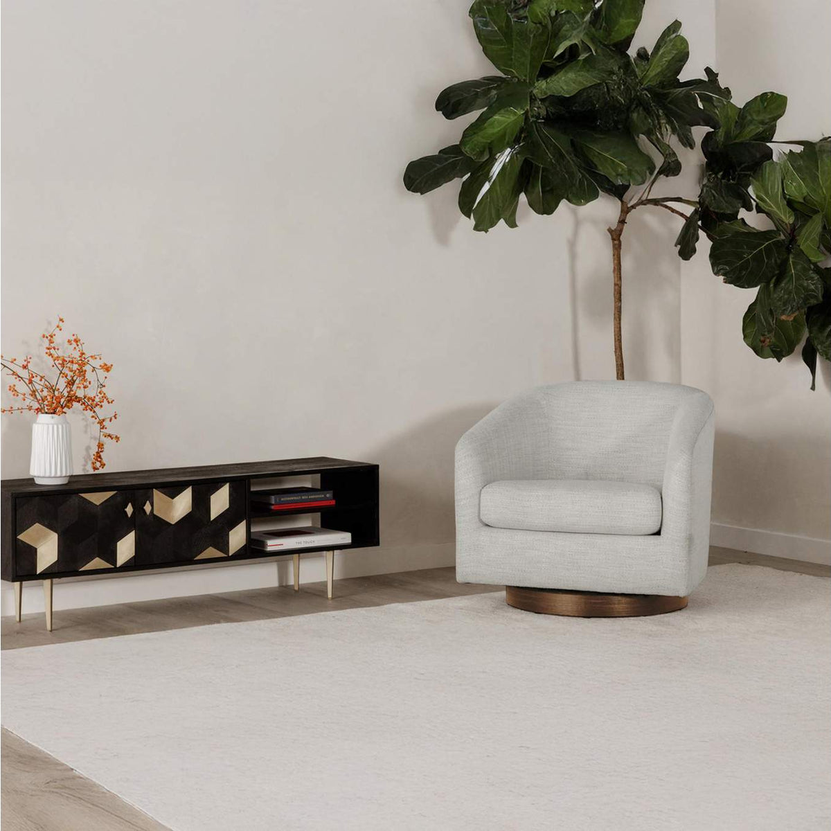 KQ-1015-05-USA Oscy Swivel Chair Splashed White