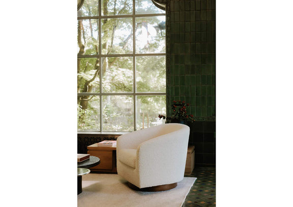KQ-1015-24-USA Oscy Swivel Chair Faux Shearling White