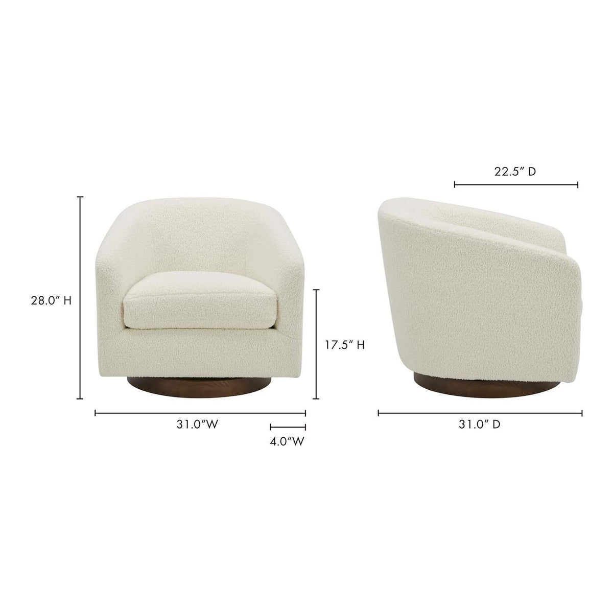 KQ-1015-24-USA Oscy Swivel Chair Faux Shearling White