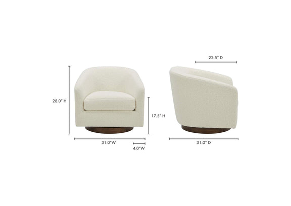 KQ-1015-24-USA Oscy Swivel Chair Faux Shearling White