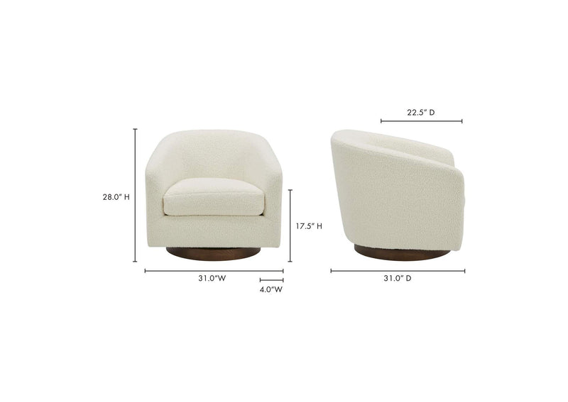 KQ-1015-24-USA Oscy Swivel Chair Faux Shearling White