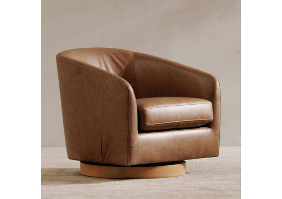 KQ-1015-40-USA Oscy Leather Swivel Chair Tan