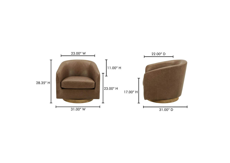 KQ-1015-40-USA Oscy Leather Swivel Chair Tan