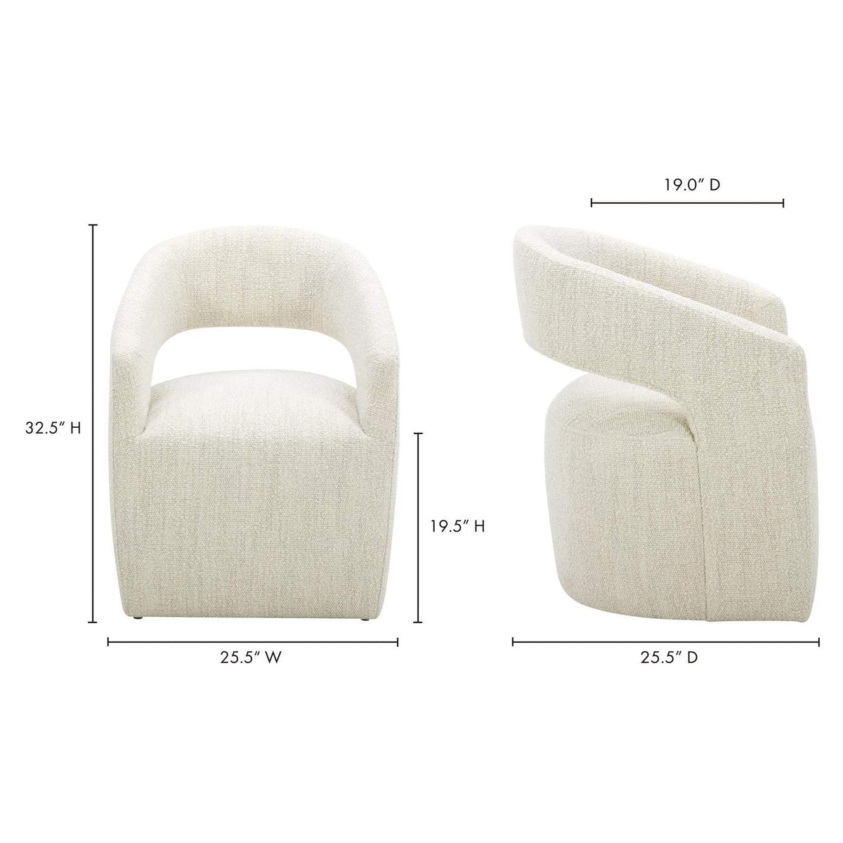 KQ-1024-18-USA Barrow Rolling Dining Chair White Mist