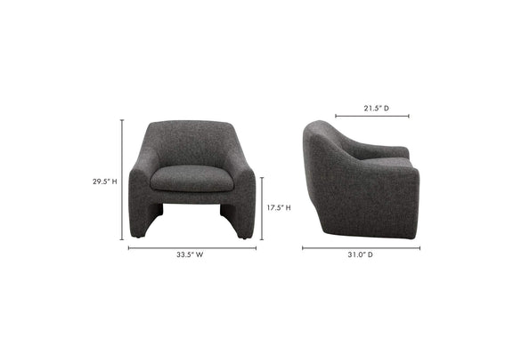 KQ-1025-25-USA Kenzie Accent Chair Shadowed Grey