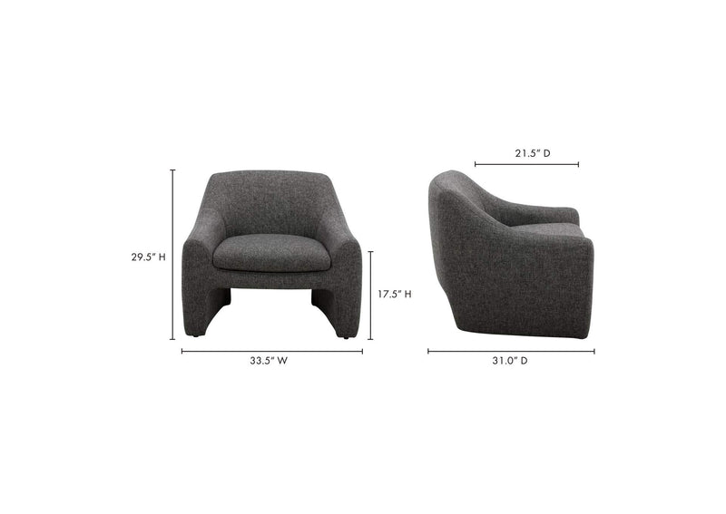 KQ-1025-25-USA Kenzie Accent Chair Shadowed Grey