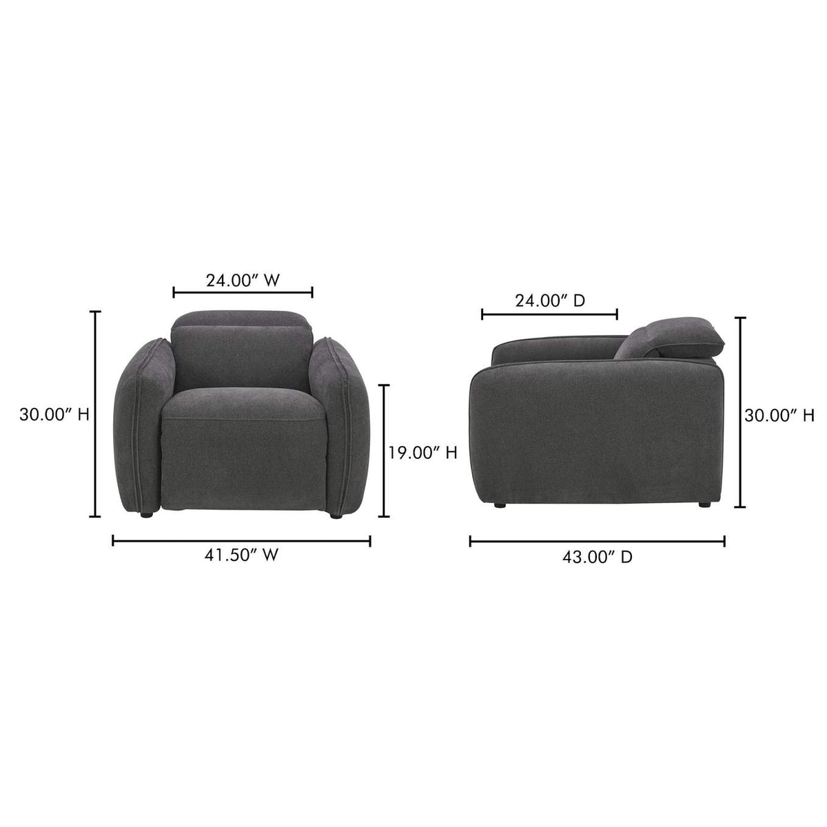 KQ-1027-07-USA Eli Power Recliner Chair Dusk Grey