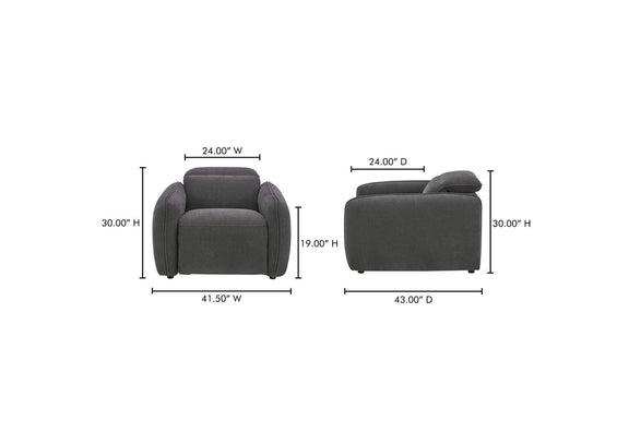 KQ-1027-07-USA Eli Power Recliner Chair Dusk Grey