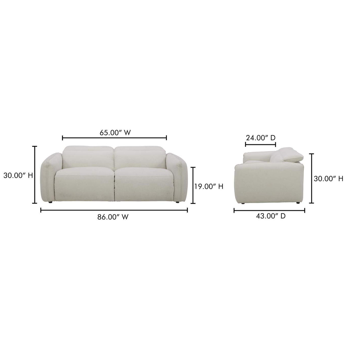 KQ-1028-18-USA Eli Power Recliner Sofa Warm White