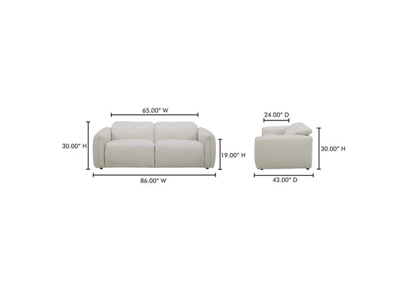 KQ-1028-18-USA Eli Power Recliner Sofa Warm White