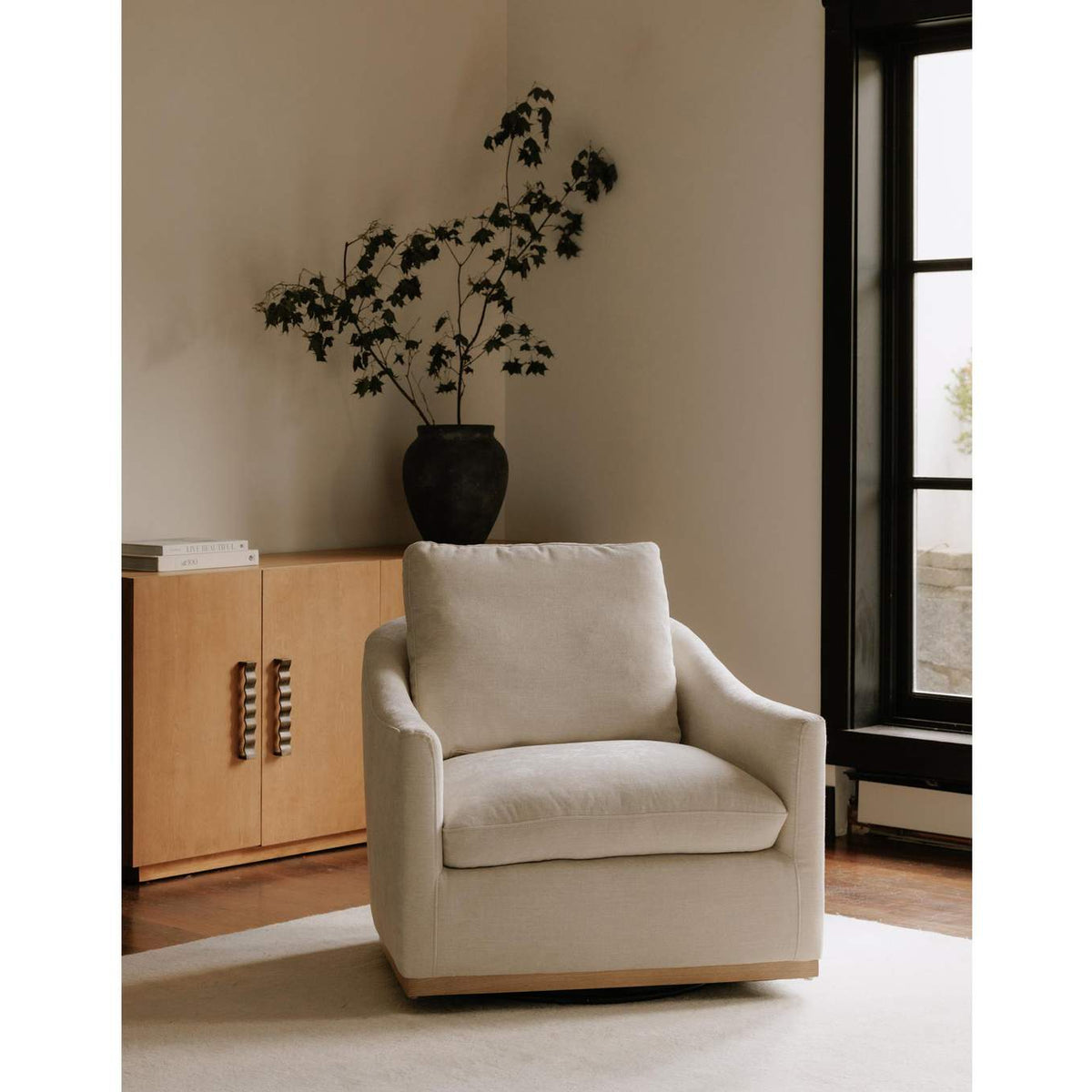 KQ-1029-34-USA Linden Swivel Chair Soft Beige