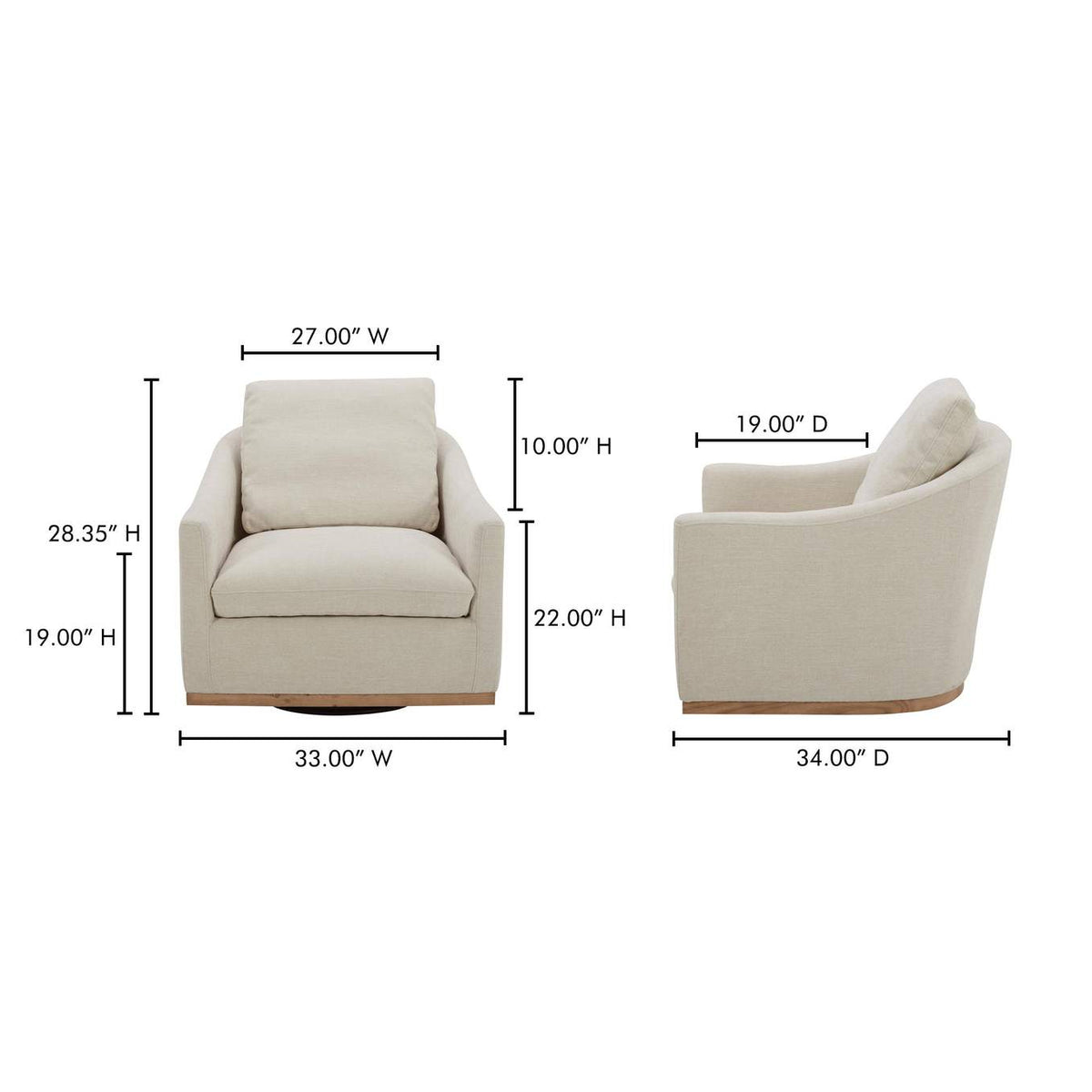 KQ-1029-34-USA Linden Swivel Chair Soft Beige