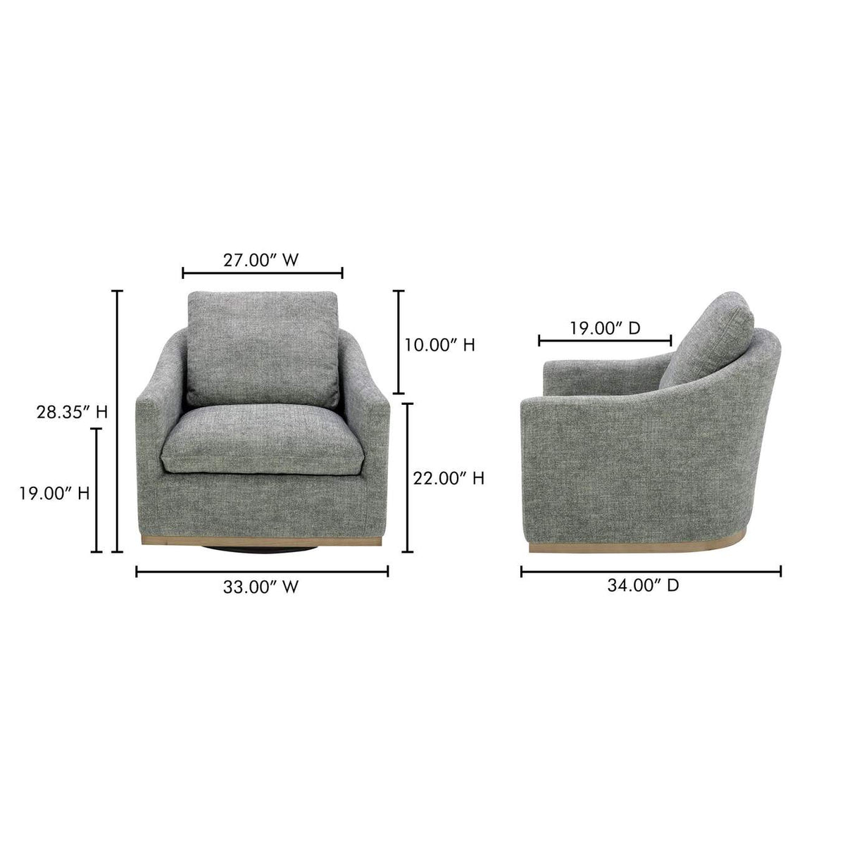 KQ-1029-37-USA Linden Swivel Chair Slated Moss