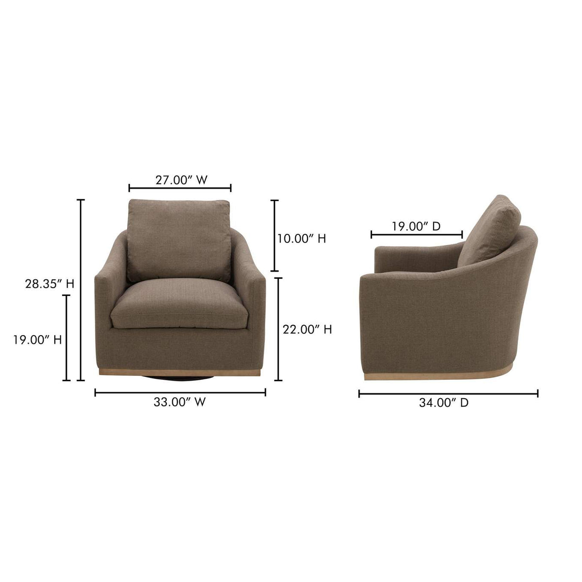 KQ-1029-39-USA Linden Swivel Chair Soft Taupe