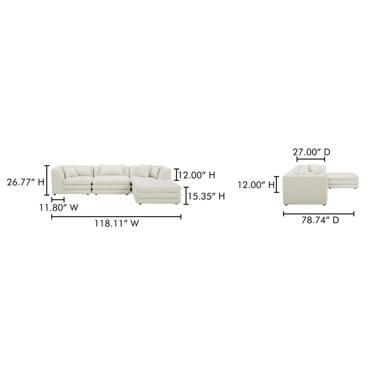 KQ-1037-18 Lowtide Lounge Modular Sectional Warm White