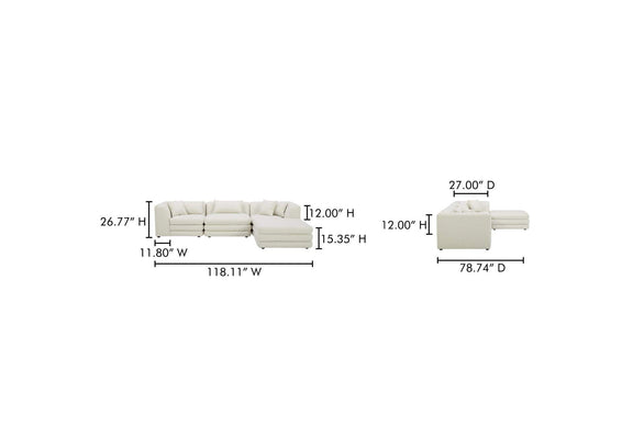 KQ-1037-18 Lowtide Lounge Modular Sectional Warm White