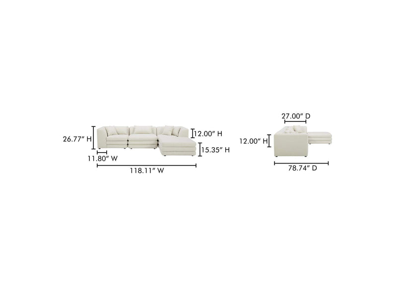 KQ-1037-18 Lowtide Lounge Modular Sectional Warm White