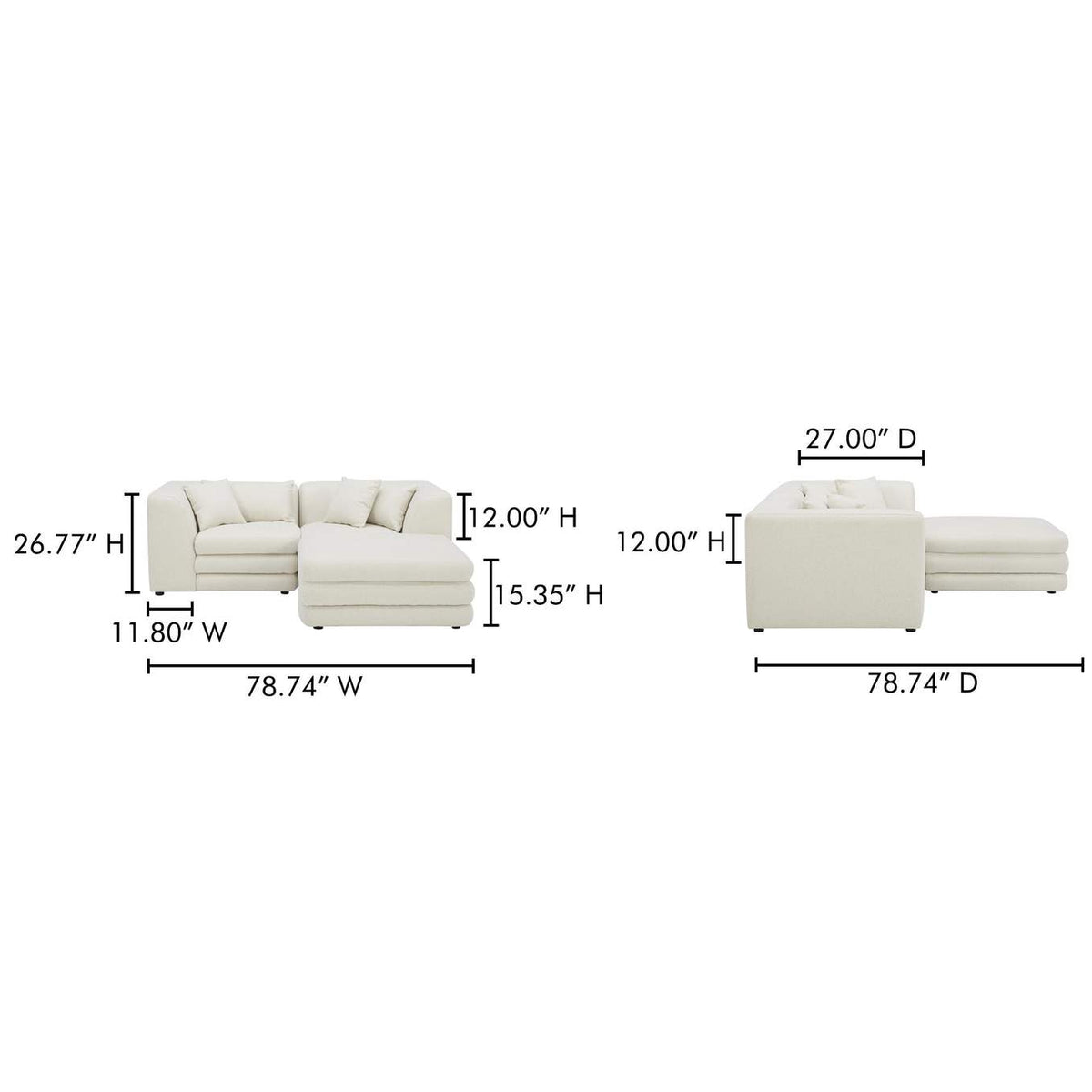 KQ-1038-18 Lowtide Nook Modular Sectional Warm White