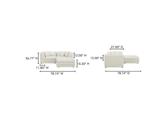 KQ-1038-18 Lowtide Nook Modular Sectional Warm White