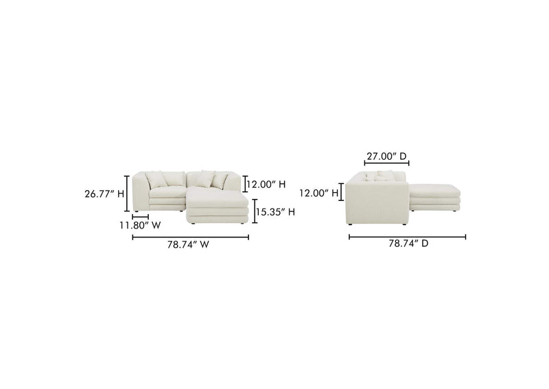 KQ-1038-18 Lowtide Nook Modular Sectional Warm White