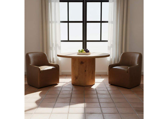 KQ-1045-40-USA Maisie Rolling Dining Chair Tan Leather