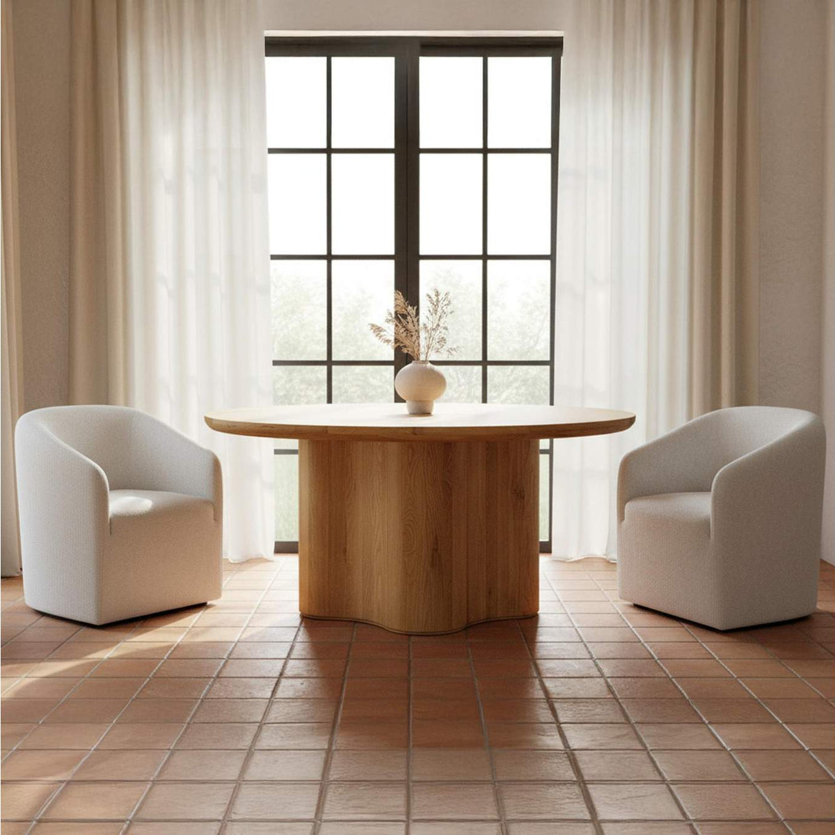 KQ-1046-05-USA Sandy Rolling Dining Chair Off White