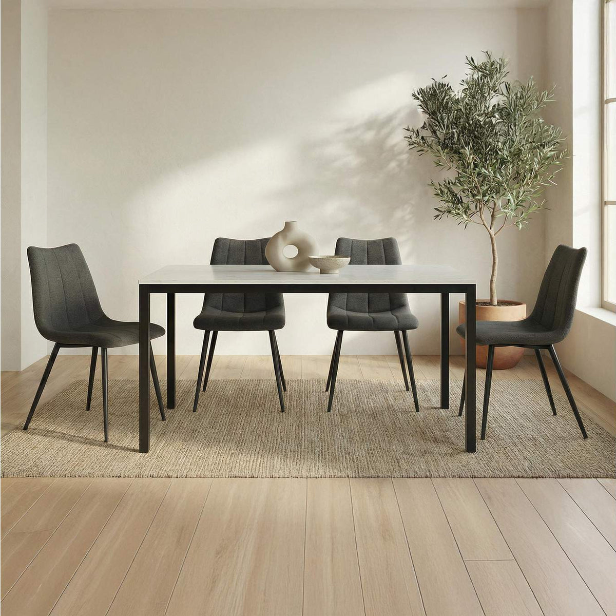 KY-1021-02-0 Parson Marble Small Dining Table White