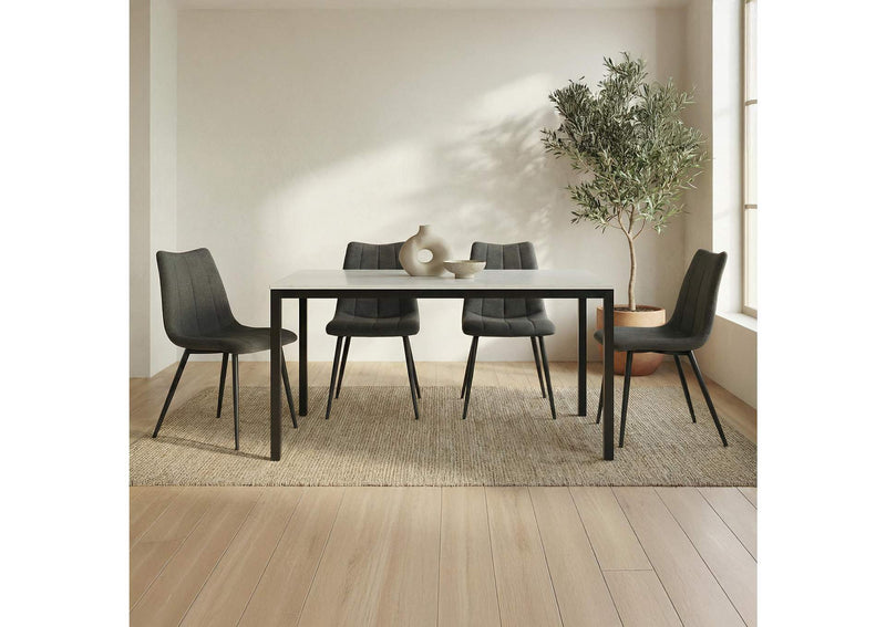 KY-1021-02-0 Parson Marble Small Dining Table White
