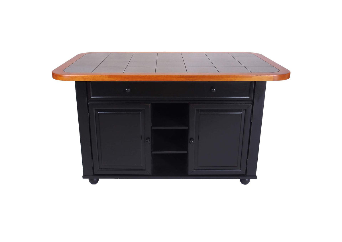 CY-KITT02-B24-AB3PC Sunset Trading 3 Piece Antique Black Kitchen Island Set with Gray Tile Top