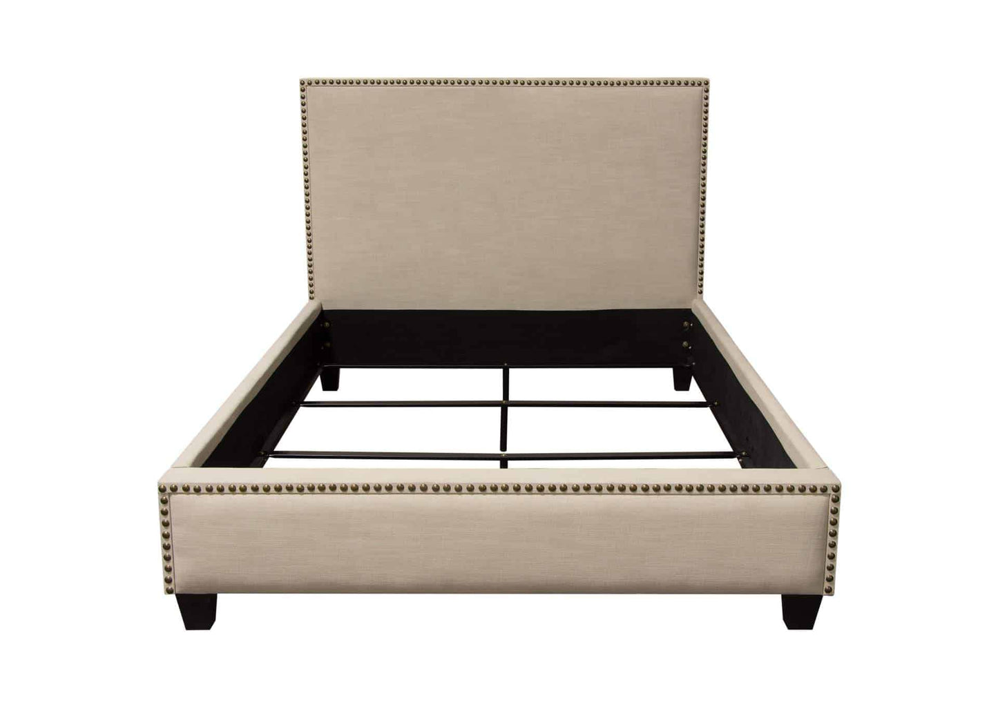 La Jolla Eastern King Bed With Nail Head Accent - Desert Sand Linen