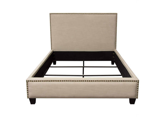 La Jolla Eastern King Bed With Nail Head Accent - Desert Sand Linen