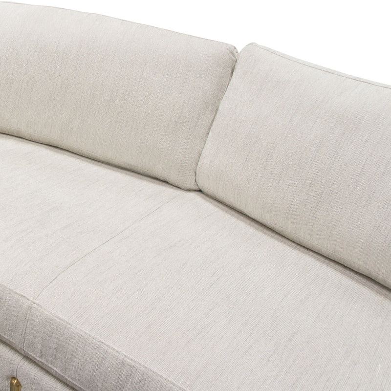 Lane Sofa in Light Cream Fabric with Gold Metal Legs