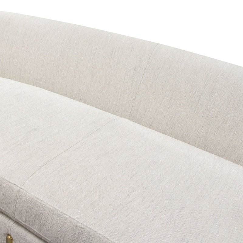Lane Sofa in Light Cream Fabric with Gold Metal Legs