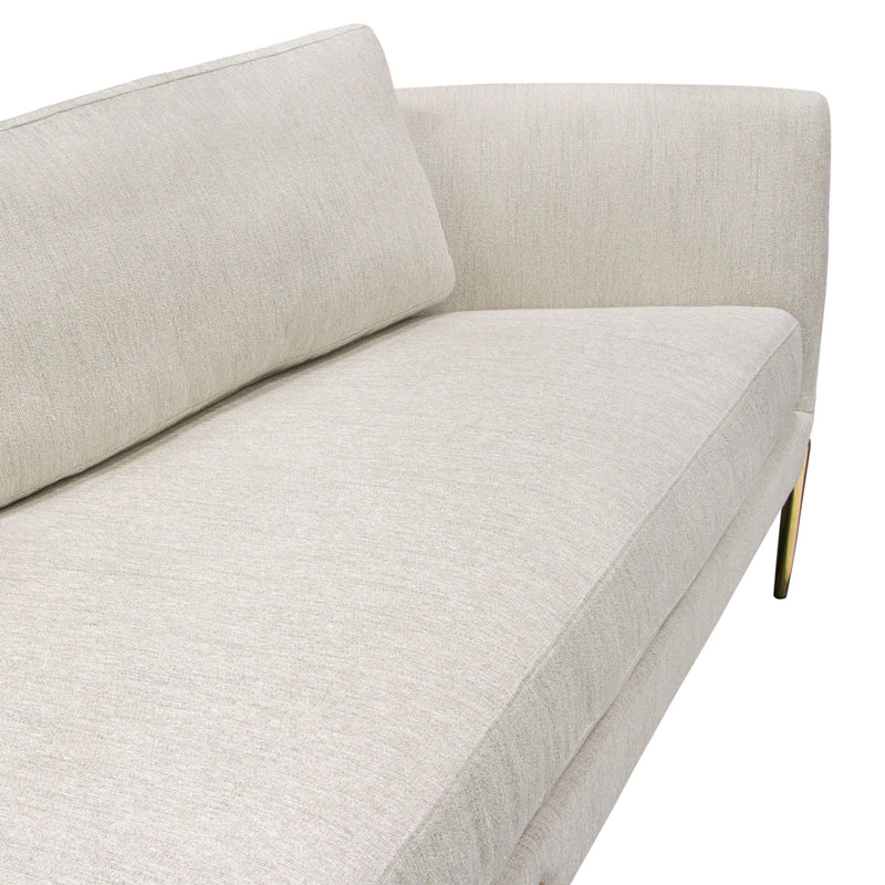 Lane Sofa in Light Cream Fabric with Gold Metal Legs