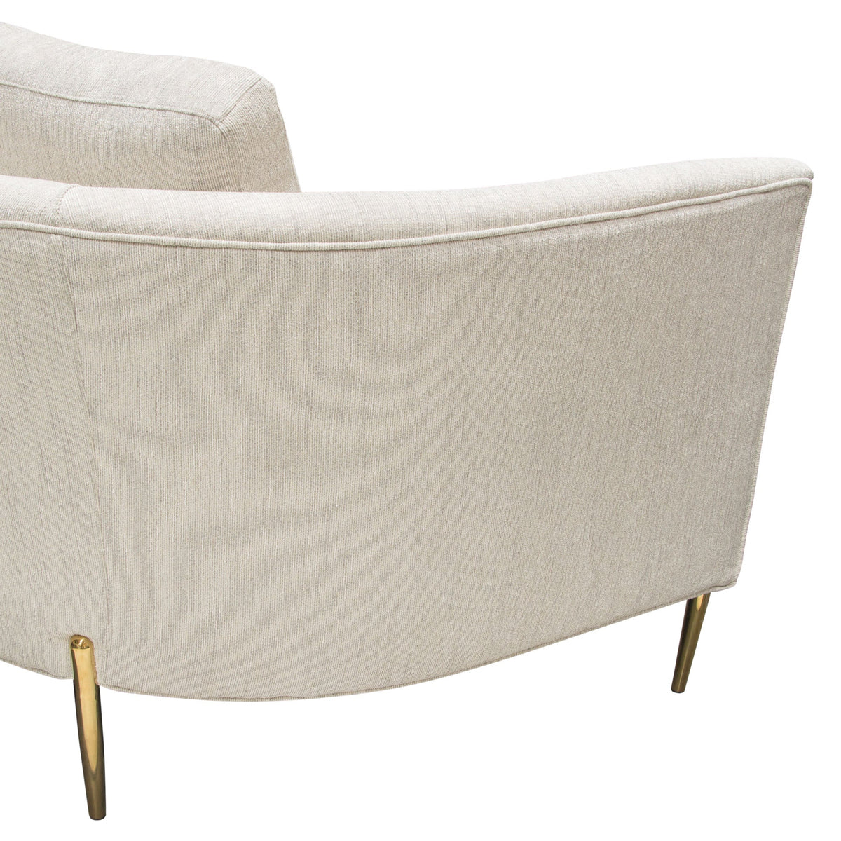 Lane Sofa in Light Cream Fabric with Gold Metal Legs