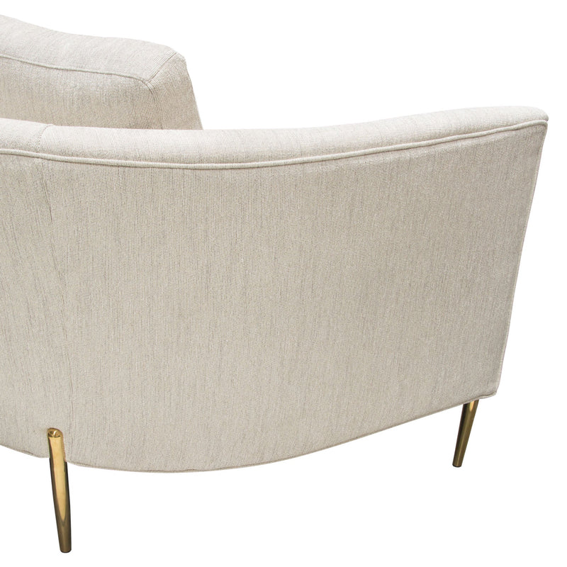 Lane Sofa in Light Cream Fabric with Gold Metal Legs