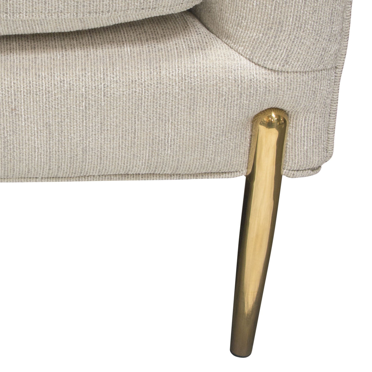 Lane Sofa in Light Cream Fabric with Gold Metal Legs
