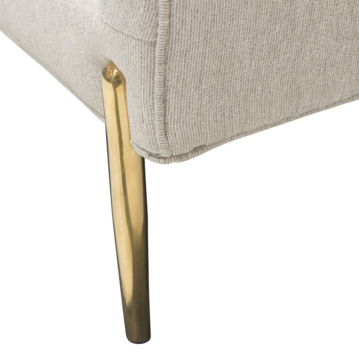 Lane Sofa in Light Cream Fabric with Gold Metal Legs