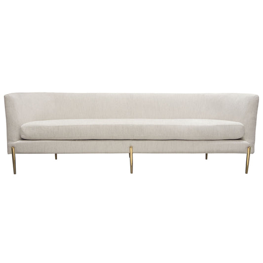 Lane Sofa in Light Cream Fabric with Gold Metal Legs