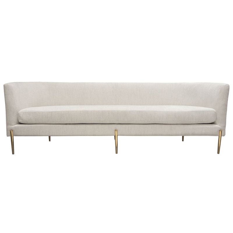 Lane Sofa in Light Cream Fabric with Gold Metal Legs