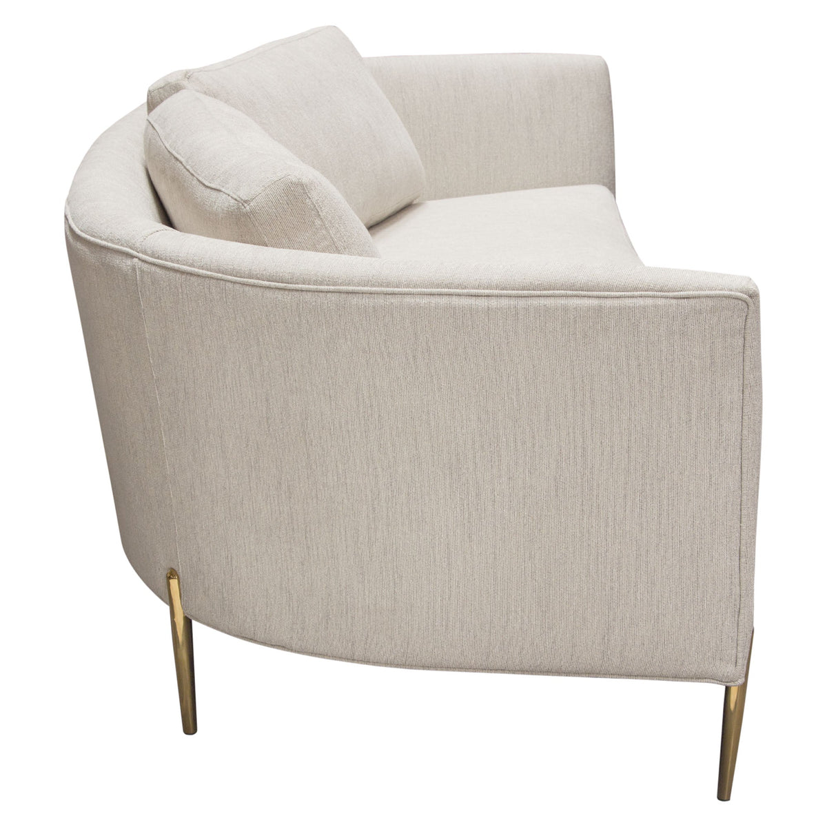 Lane Sofa in Light Cream Fabric with Gold Metal Legs