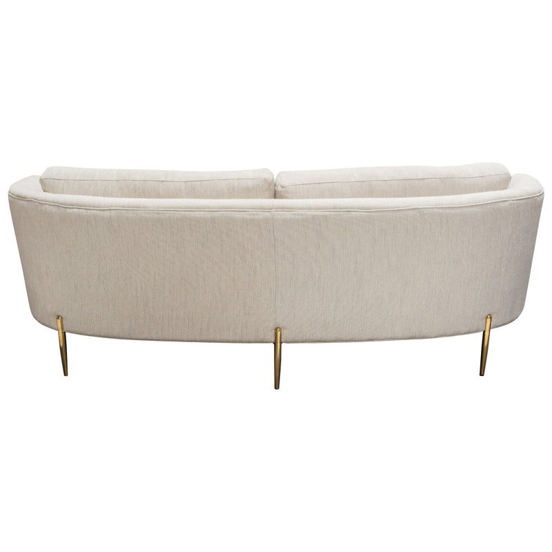Lane Sofa in Light Cream Fabric with Gold Metal Legs
