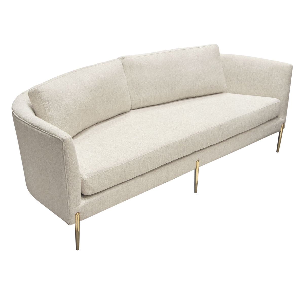 Lane Sofa in Light Cream Fabric with Gold Metal Legs