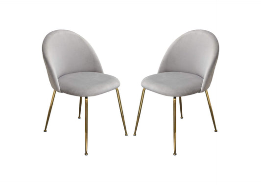 Lilly Set of (2) Dining Chairs in Grey Velvet w/ Brushed Gold Metal Legs by Diamond Sofa
