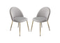 Lilly Set of (2) Dining Chairs in Grey Velvet w/ Brushed Gold Metal Legs by Diamond Sofa