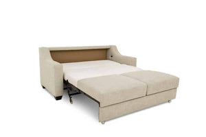 Beige sofa bed on a white background