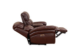 SU-9102-88-1394-73 Sunset Trading Luxe Leather Reclining Loveseat with Power Headrest | Console Storage and Cupholders | USB Ports | Brown